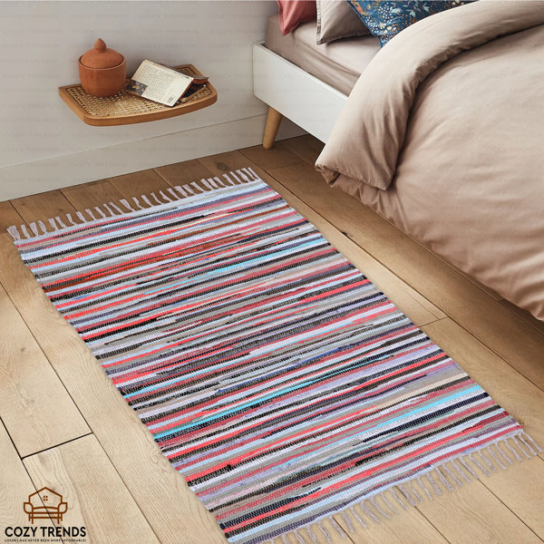 CozyHomesCollection Handmade Hand Braided Cotton Multicolor Machine